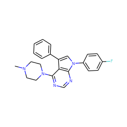 CN1CCN(c2ncnc3c2c(-c2ccccc2)cn3-c2ccc(F)cc2)CC1 ZINC000001447671