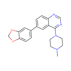 CN1CCN(c2ncnc3ccc(-c4ccc5c(c4)OCO5)cc23)CC1 ZINC000064587610