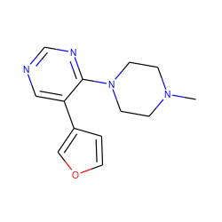 CN1CCN(c2ncncc2-c2ccoc2)CC1 ZINC000004265206