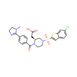 CN1CCN=C1c1ccc(C(=O)N2CCN(S(=O)(=O)c3cc4ccc(Cl)cc4s3)C[C@@H]2CC(=O)O)cc1 ZINC000026176512