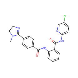 CN1CCN=C1c1ccc(C(=O)Nc2ccccc2C(=O)Nc2ccc(Cl)cn2)cc1 ZINC000000590859