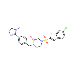 CN1CCN=C1c1ccc(CN2CCN(S(=O)(=O)c3cc4ccc(Cl)cc4s3)CC2=O)cc1 ZINC000026189447