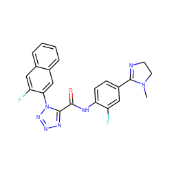 CN1CCN=C1c1ccc(NC(=O)c2nnnn2-c2cc3ccccc3cc2F)c(F)c1 ZINC000028234383