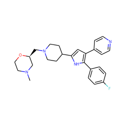 CN1CCO[C@@H](CN2CCC(c3cc(-c4ccncc4)c(-c4ccc(F)cc4)[nH]3)CC2)C1 ZINC000029125963