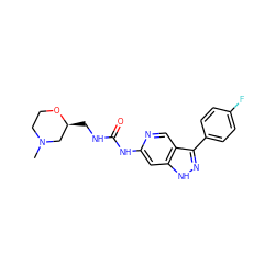 CN1CCO[C@@H](CNC(=O)Nc2cc3[nH]nc(-c4ccc(F)cc4)c3cn2)C1 ZINC000261174795