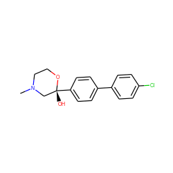 CN1CCO[C@](O)(c2ccc(-c3ccc(Cl)cc3)cc2)C1 ZINC000040956617