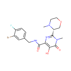 CN1CCOC[C@@H]1c1nc(C(=O)NCc2ccc(F)c(Br)c2)c(O)c(=O)n1C ZINC000014979408