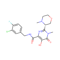 CN1CCOC[C@@H]1c1nc(C(=O)NCc2ccc(F)c(Cl)c2)c(O)c(=O)n1C ZINC000014979402