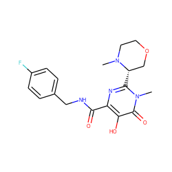 CN1CCOC[C@@H]1c1nc(C(=O)NCc2ccc(F)cc2)c(O)c(=O)n1C ZINC000028713013