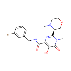 CN1CCOC[C@H]1c1nc(C(=O)NCc2cccc(Br)c2)c(O)c(=O)n1C ZINC000084394944