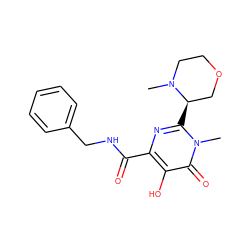 CN1CCOC[C@H]1c1nc(C(=O)NCc2ccccc2)c(O)c(=O)n1C ZINC000089774371