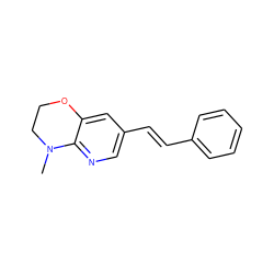 CN1CCOc2cc(/C=C/c3ccccc3)cnc21 ZINC000066077437