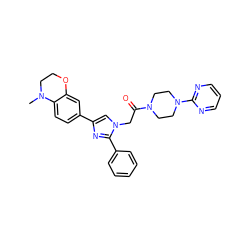 CN1CCOc2cc(-c3cn(CC(=O)N4CCN(c5ncccn5)CC4)c(-c4ccccc4)n3)ccc21 ZINC000096284528