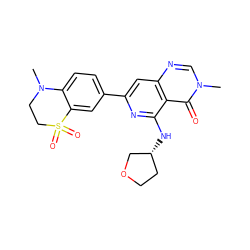 CN1CCS(=O)(=O)c2cc(-c3cc4ncn(C)c(=O)c4c(N[C@@H]4CCOC4)n3)ccc21 ZINC000115625108