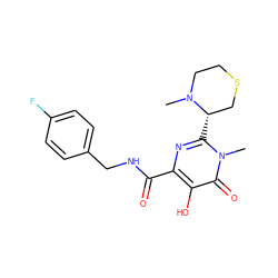 CN1CCSC[C@@H]1c1nc(C(=O)NCc2ccc(F)cc2)c(O)c(=O)n1C ZINC000014979238