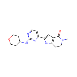 CN1CCc2[nH]c(-c3ccnc(NC4CCOCC4)n3)cc2C1=O ZINC001772647169