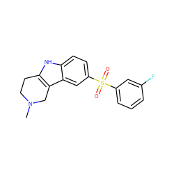 CN1CCc2[nH]c3ccc(S(=O)(=O)c4cccc(F)c4)cc3c2C1 ZINC000049052907