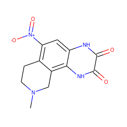 CN1CCc2c([N+](=O)[O-])cc3[nH]c(=O)c(=O)[nH]c3c2C1 ZINC000026143603