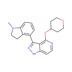 CN1CCc2c(-c3n[nH]c4ccnc(OC5CCOCC5)c34)cccc21 ZINC000114772099