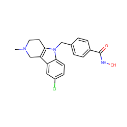 CN1CCc2c(c3cc(Cl)ccc3n2Cc2ccc(C(=O)NO)cc2)C1 ZINC000084587219