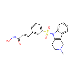 CN1CCc2c(c3ccccc3n2S(=O)(=O)c2cccc(/C=C/C(=O)NO)c2)C1 ZINC001772654182