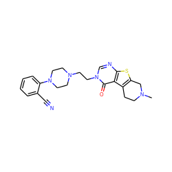 CN1CCc2c(sc3ncn(CCN4CCN(c5ccccc5C#N)CC4)c(=O)c23)C1 ZINC000028529982