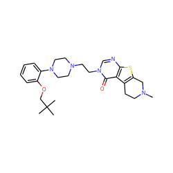 CN1CCc2c(sc3ncn(CCN4CCN(c5ccccc5OCC(C)(C)C)CC4)c(=O)c23)C1 ZINC000028529907