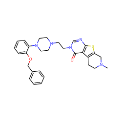 CN1CCc2c(sc3ncn(CCN4CCN(c5ccccc5OCc5ccccc5)CC4)c(=O)c23)C1 ZINC000053261420