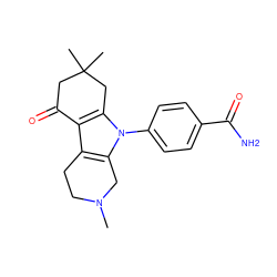 CN1CCc2c3c(n(-c4ccc(C(N)=O)cc4)c2C1)CC(C)(C)CC3=O ZINC000169307782