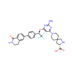 CN1CCc2cc(-c3ccc([C@@H](Oc4cc(N5CCC6(CC5)CN[C@H](C(=O)O)C6)nc(N)n4)C(F)(F)F)cc3)ccc2C1=O ZINC001772576507