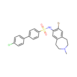 CN1CCc2cc(Br)c(NS(=O)(=O)c3ccc(-c4ccc(Cl)cc4)cc3)cc2CC1 ZINC000028704234