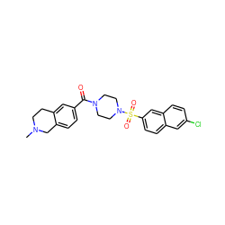 CN1CCc2cc(C(=O)N3CCN(S(=O)(=O)c4ccc5cc(Cl)ccc5c4)CC3)ccc2C1 ZINC000013584056