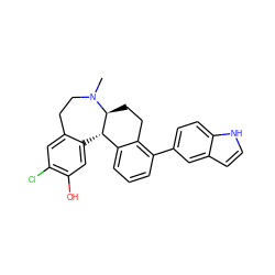 CN1CCc2cc(Cl)c(O)cc2[C@H]2c3cccc(-c4ccc5[nH]ccc5c4)c3CC[C@@H]21 ZINC000045366585