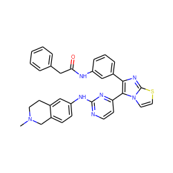 CN1CCc2cc(Nc3nccc(-c4c(-c5cccc(NC(=O)Cc6ccccc6)c5)nc5sccn45)n3)ccc2C1 ZINC000049781188