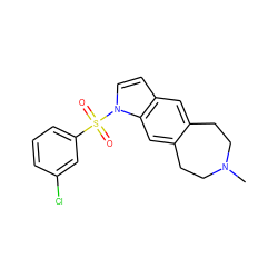 CN1CCc2cc3ccn(S(=O)(=O)c4cccc(Cl)c4)c3cc2CC1 ZINC000040402866