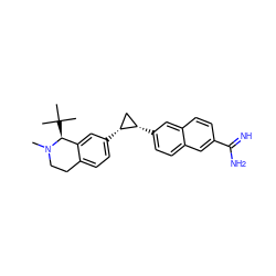 CN1CCc2ccc([C@@H]3C[C@@H]3c3ccc4cc(C(=N)N)ccc4c3)cc2[C@@H]1C(C)(C)C ZINC000028365541