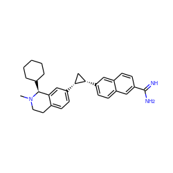 CN1CCc2ccc([C@@H]3C[C@@H]3c3ccc4cc(C(=N)N)ccc4c3)cc2[C@@H]1C1CCCCC1 ZINC000001909934