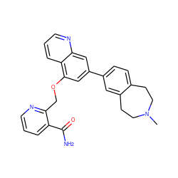 CN1CCc2ccc(-c3cc(OCc4ncccc4C(N)=O)c4cccnc4c3)cc2CC1 ZINC000147824432