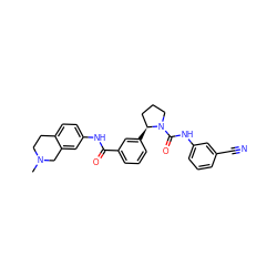 CN1CCc2ccc(NC(=O)c3cccc([C@H]4CCCN4C(=O)Nc4cccc(C#N)c4)c3)cc2C1 ZINC000199994732