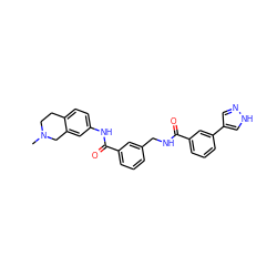 CN1CCc2ccc(NC(=O)c3cccc(CNC(=O)c4cccc(-c5cn[nH]c5)c4)c3)cc2C1 ZINC000169701485