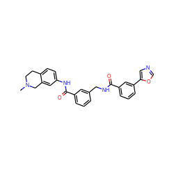 CN1CCc2ccc(NC(=O)c3cccc(CNC(=O)c4cccc(-c5cnco5)c4)c3)cc2C1 ZINC000167973187