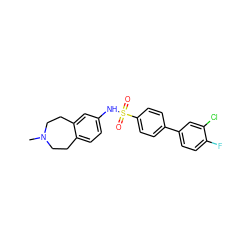 CN1CCc2ccc(NS(=O)(=O)c3ccc(-c4ccc(F)c(Cl)c4)cc3)cc2CC1 ZINC000028704207