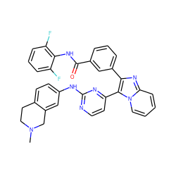 CN1CCc2ccc(Nc3nccc(-c4c(-c5cccc(C(=O)Nc6c(F)cccc6F)c5)nc5ccccn45)n3)cc2C1 ZINC000072122037