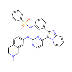 CN1CCc2ccc(Nc3nccc(-c4c(-c5cccc(NS(=O)(=O)c6ccccc6)c5)nc5ccccn45)n3)cc2C1 ZINC000072176292