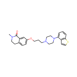 CN1CCc2ccc(OCCCN3CCN(c4cccc5sccc45)CC3)cc2C1=O ZINC000115084591