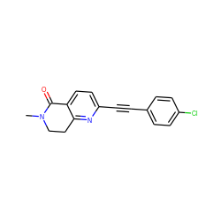 CN1CCc2nc(C#Cc3ccc(Cl)cc3)ccc2C1=O ZINC000071340527