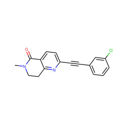 CN1CCc2nc(C#Cc3cccc(Cl)c3)ccc2C1=O ZINC000071332507