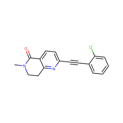 CN1CCc2nc(C#Cc3ccccc3Cl)ccc2C1=O ZINC000071340651