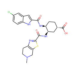 CN1CCc2nc(C(=O)N[C@@H]3C[C@@H](C(=O)O)CC[C@@H]3NC(=O)c3cc4cc(Cl)ccc4[nH]3)sc2C1 ZINC000040936365