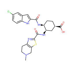 CN1CCc2nc(C(=O)N[C@@H]3C[C@H](C(=O)O)CC[C@@H]3NC(=O)c3cc4cc(Cl)ccc4[nH]3)sc2C1 ZINC000040977453